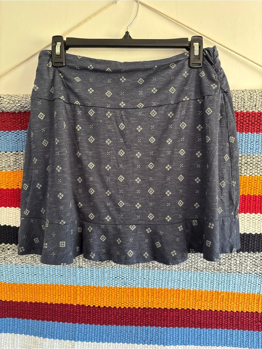 Toad&Co Navy Blue Printed Mini Skirt